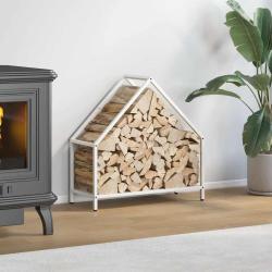 Portant de bois chauffage blanc 60x25x60 cm alsavelo