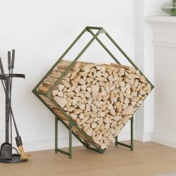 Portant de bois chauffage vert olive 100x25x100 cm