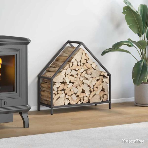 Portant de bois chauffage noir 60x25x60 cm