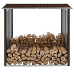 Abri de stockage de bois Acier galvanis&eacute; 172x91x154 cm Marron