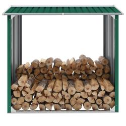 Abri de stockage de bois Acier galvanis&eacute; 172x91x154 cm Vert