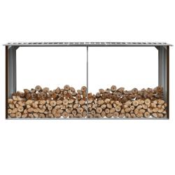 Abri de stockage de bois Acier galvanis&eacute; 330x92x153 cm Marron