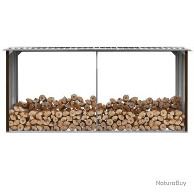 Abri De Stockage De Bois Acier Galvanisé 330x92x153 Cm Marron - Range-Bûches Robuste Et Durable