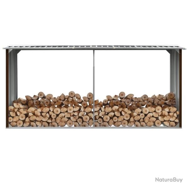 Abri de stockage de bois Acier galvanis 330x92x153 cm Marron alsavelo