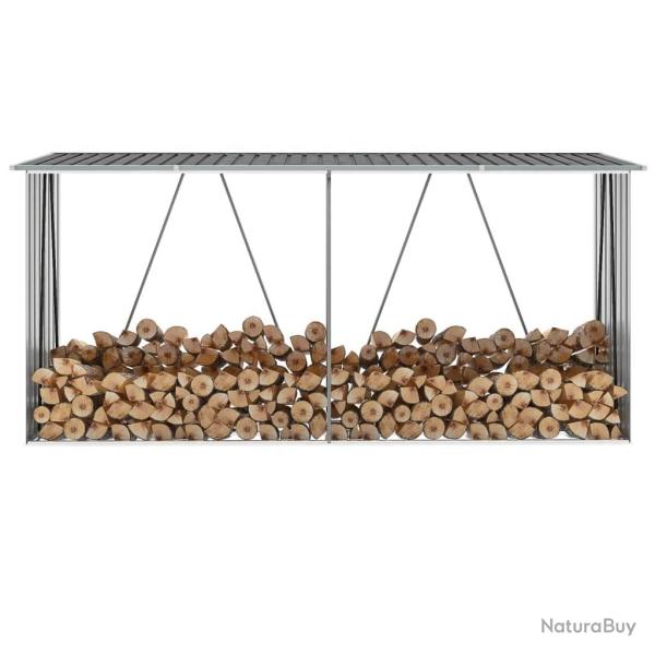Abri de stockage de bois Acier galvanis 330x84x152 cm Gris alsavelo