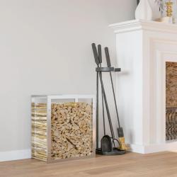 Portant de bois de chauffage 80x28x86 cm acier inoxydable alsavelo