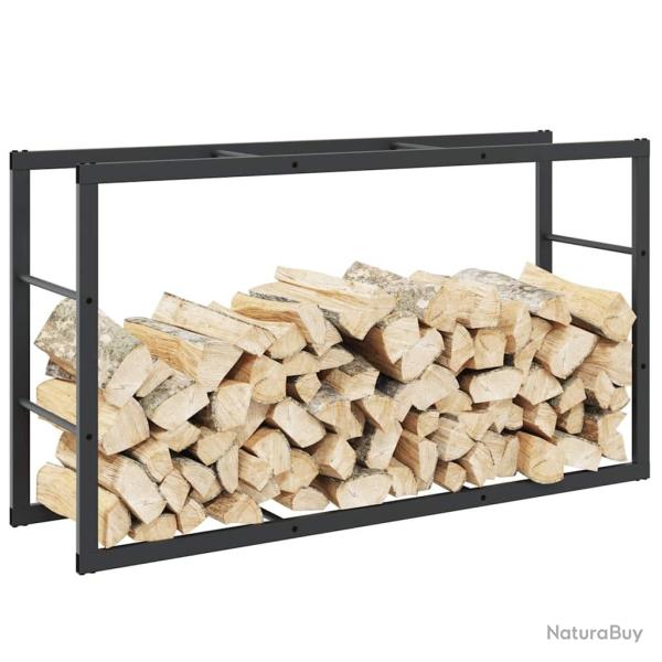 Portant de bois de chauffage noir 110x30x61 cm acier alsavelo