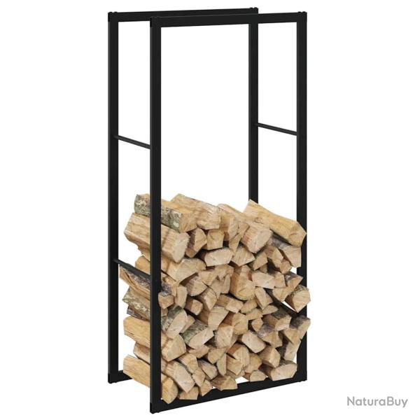Portant de bois de chauffage noir 55x30x116 cm acier