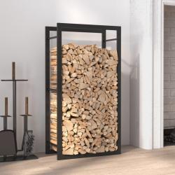 Portant de bois de chauffage Noir mat 50x28x94 cm Acier alsavelo