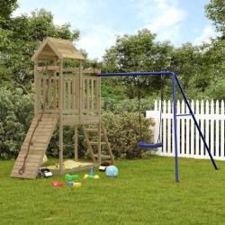 Aire de jeux d'ext&eacute;rieur bois de pin impr&eacute;gn&eacute;