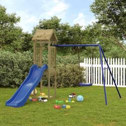 Aire de jeux d'ext&eacute;rieur bois de pin impr&eacute;gn&eacute;