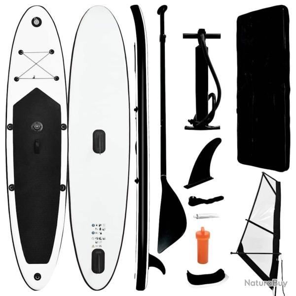 planche SUP gonflable avec voile Noir et blanc