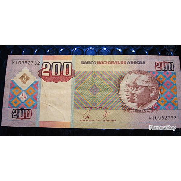 Angola  billet de 200 kwanzas banco de Angola