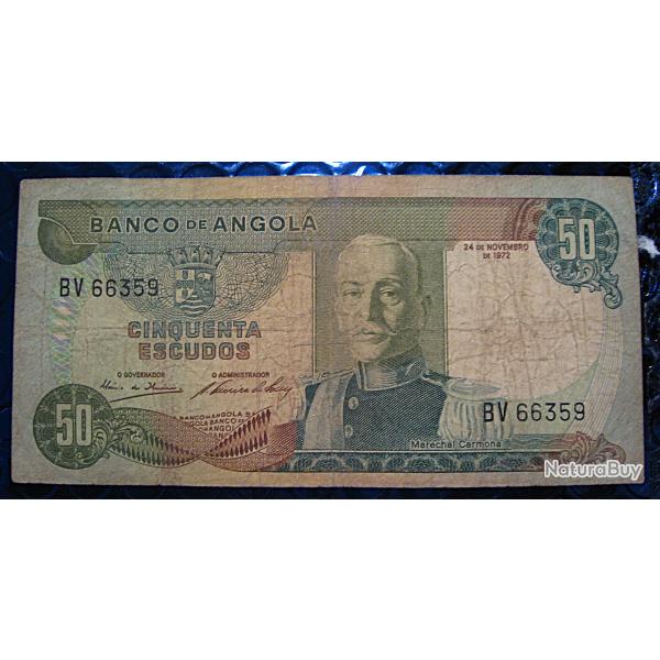 Angola  billet de 50 escudos banco de Angola 1972 tb