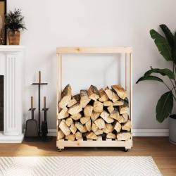 Porte-b&ucirc;ches avec roulettes 76,5x40x108 cm bois massif de pin