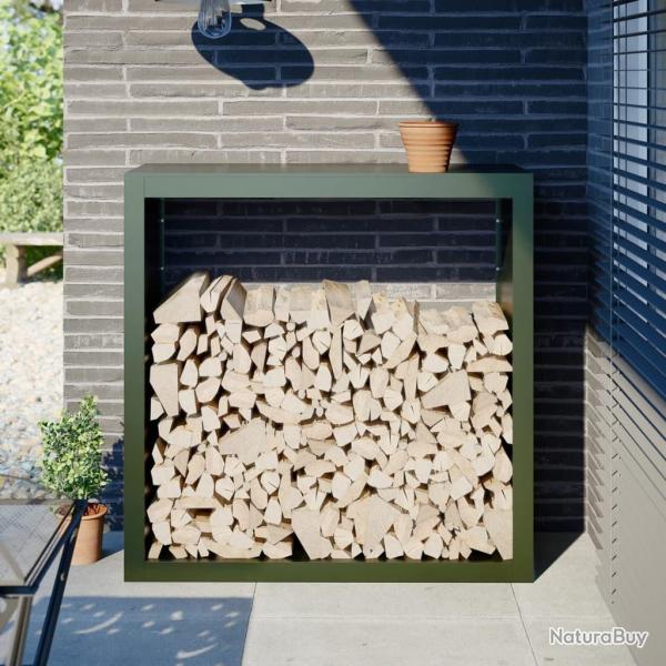Portant de bois de chauffage vert 100x40x100 cm acier