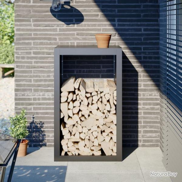 Portant de bois de chauffage anthracite 60x40x100 cm acier alsavelo