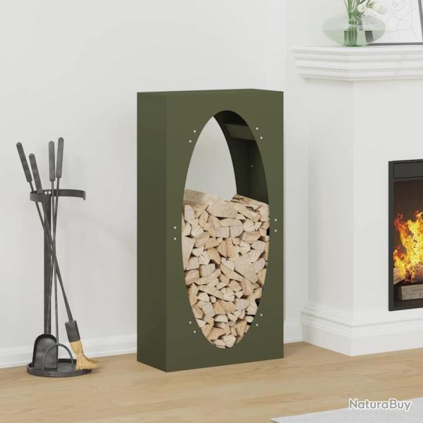 Portant de bois chauffage vert olive 50x23x100 cm