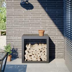 Portant de bois de chauffage anthracite 60x40x60 cm acier alsavelo
