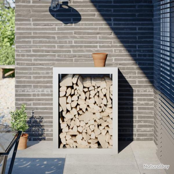 Portant de bois de chauffage blanc 60x40x80 cm acier alsavelo