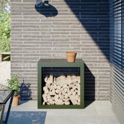 Portant de bois de chauffage vert 60x40x60 cm acier alsavelo
