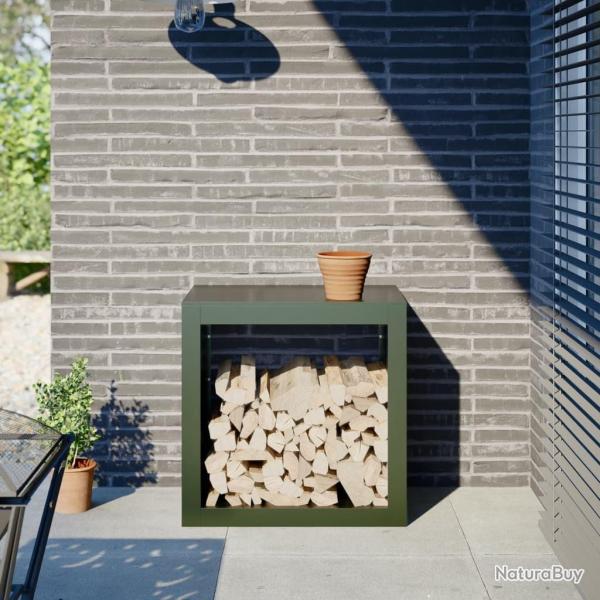 Portant de bois de chauffage vert 60x40x60 cm acier alsavelo