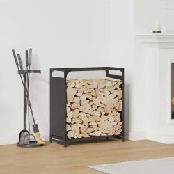 Portant de bois chauffage noir 60x28x65 cm