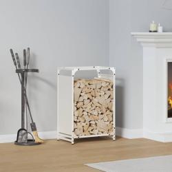 Portant de bois chauffage blanc 44x28x65 cm alsavelo