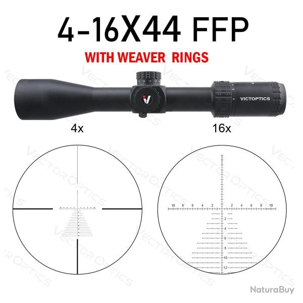 Victoptics S4 4-16x44 FFP avec verrouillage de tourelle  -noir- LIVRAISON GRATUITE !!