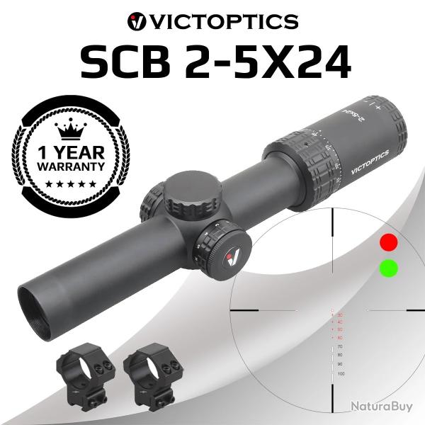 VictOptics Lunette de vise SCB 2-5x24 rouge et vert illumin 20mm and 11mm rings