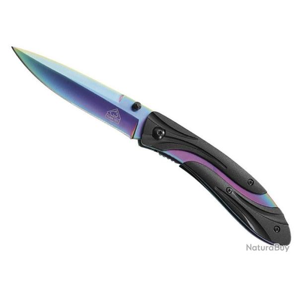 COUTEAU PUMA-TEC NOIR 11CM ARC-EN-CIEL