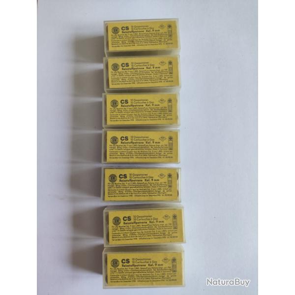 Boite de 10 munitions SM a gaz cs pour 9 mm auto