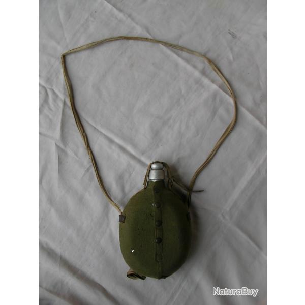 WW2 BELGIQUE GOURDE MILITAIRE BELGE AVE SA HOUSSE ET SANGLE DE TRANSPORT RARE ( 39-45) be