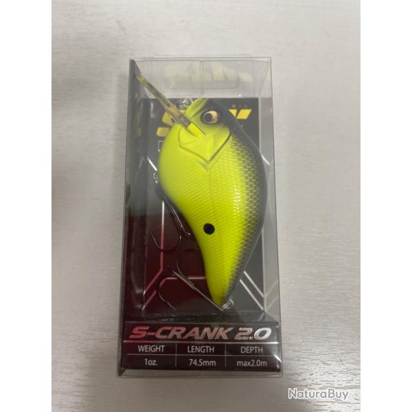 !! NEUF !! LEURRE MEGABASS S-CRANK 2.0 ISA COL BLACK BACK CHART
