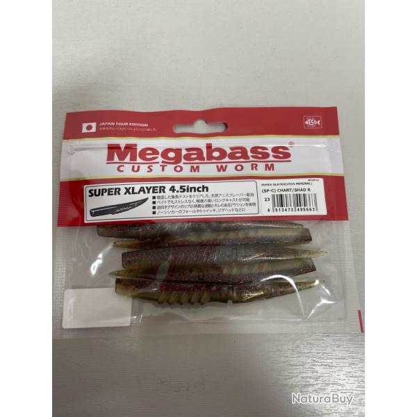 !! NEUF !! LEURRE MEGABASS SUPER X LAYER 4.5'� col CHART/SHAD RED