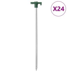 Piquets de tente 24 pcs 25 cm 7 mm acier galvanis&eacute; et PP