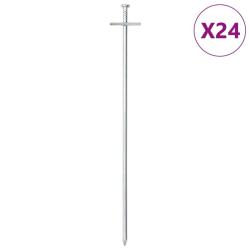 Piquets de tente 24 pcs 29,5 cm &Oslash;6 mm acier galvanis&eacute;