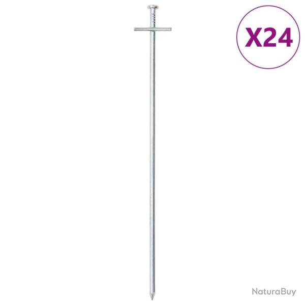 Piquets de tente 24 pcs 29,5 cm �6 mm acier galvanis�