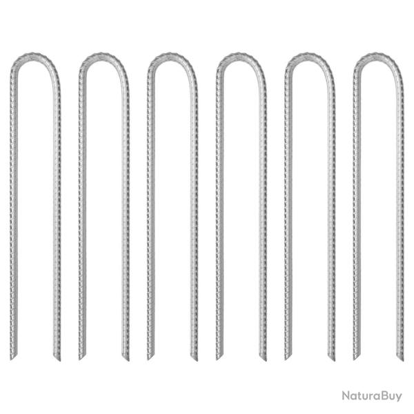 Piquets de tente 6pcs en forme de U 337cm �10mm acier galvanis� alsavelo