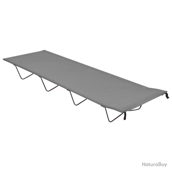 Lit de camping 180x60x19 cm Tissu Oxford et acier Gris