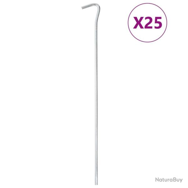 Piquets de tente 25 pcs 30 cm �7 mm acier galvanis�