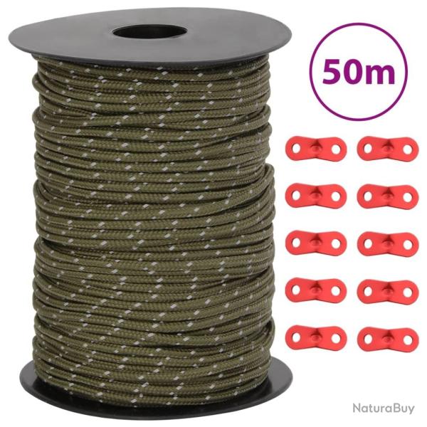 Corde de haubanage de tente avec bandes r�fl�chissantes et cl�s