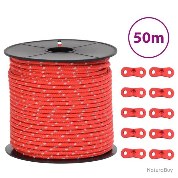 Corde de haubanage de tente avec bandes r�fl�chissantes et cl�s