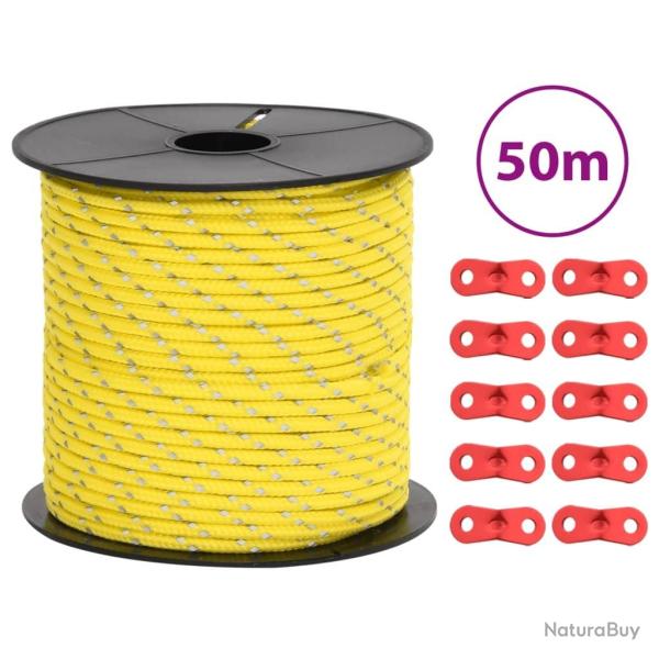Corde de haubanage de tente avec bandes r�fl�chissantes et cl�s