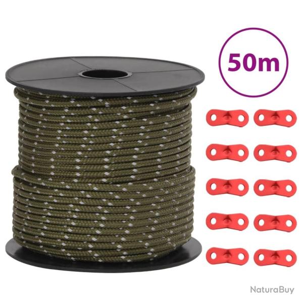 Corde de haubanage de tente avec bandes r�fl�chissantes et cl�s