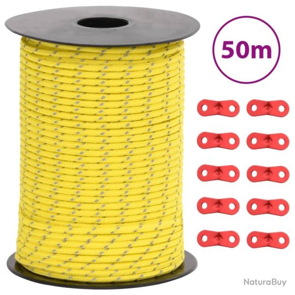 Corde de haubanage de tente avec bandes r�fl�chissantes et cl�s