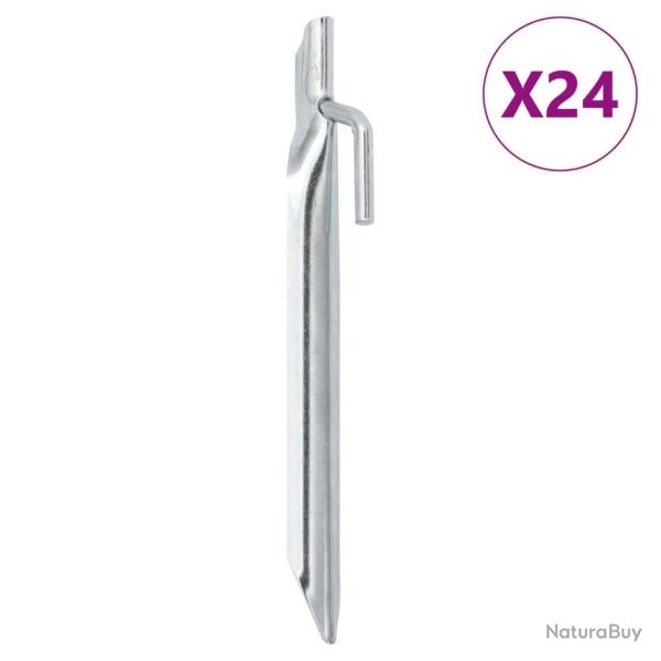 Piquets de tente 24pcs en forme de V 17cm �20mm acier galvanis� alsavelo