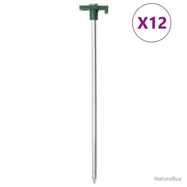 Piquets de tente 12 pcs 25 cm 7 mm acier galvanis� et PP