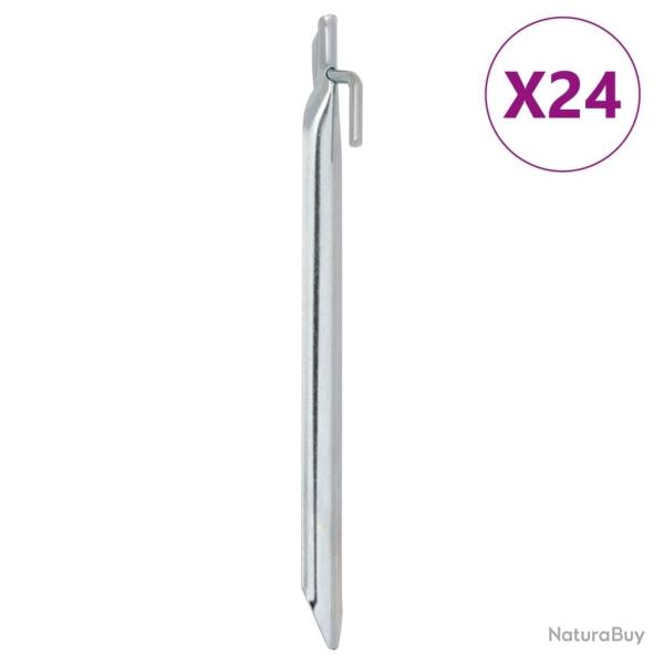 Piquets de tente 24pcs en forme de V 25cm �20mm acier galvanis� alsavelo
