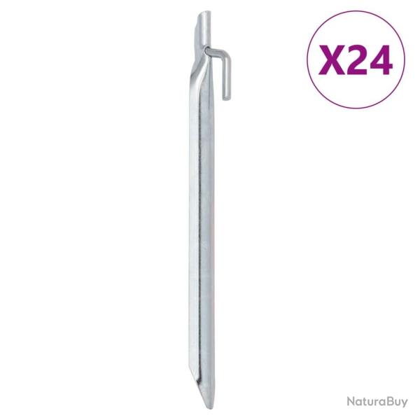 Piquets de tente 24pcs en forme de V 24cm �20mm acier galvanis� alsavelo